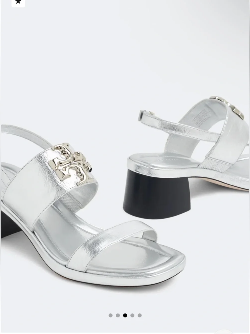 TORY BURCH silver Eleanor heel sandals excellent condition 7 1/2